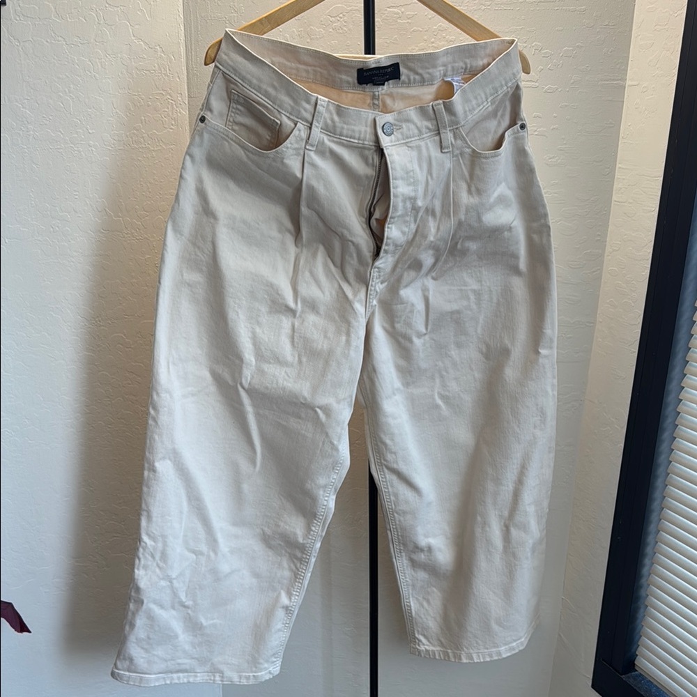 Banana Republic Factory Cream Wide Leg crop pants